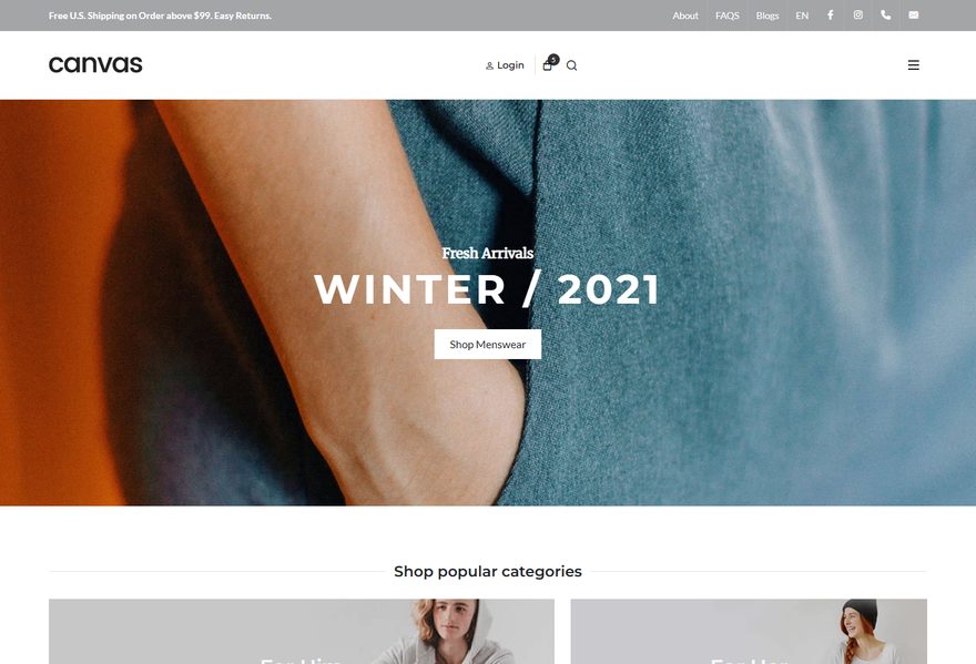 Shop website example
