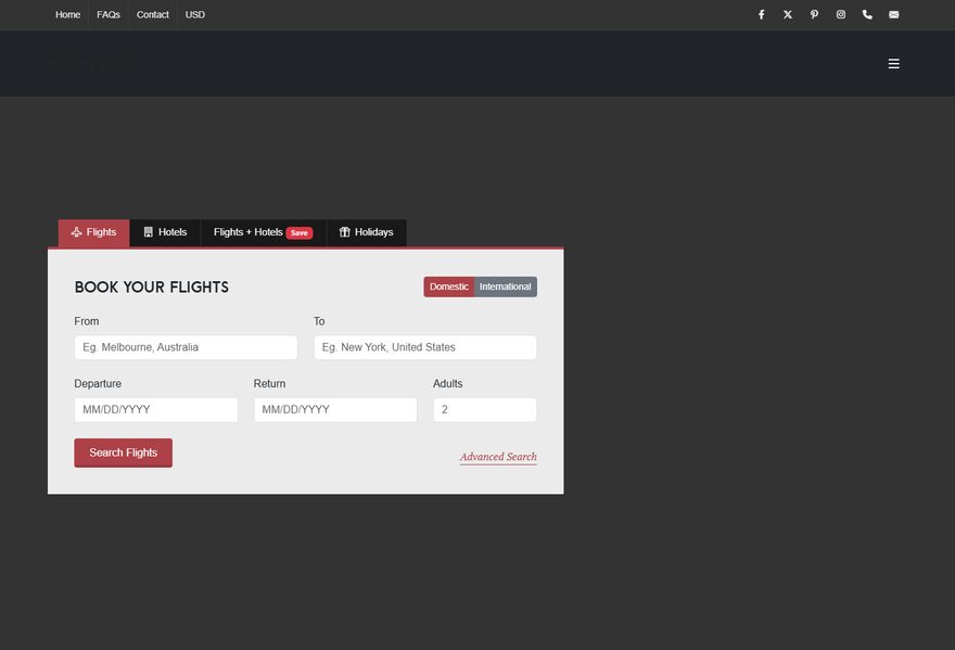 Travel website example